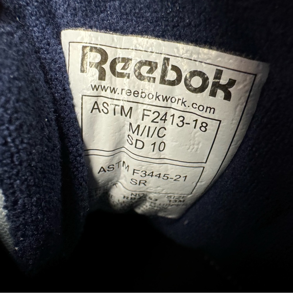 Reebok ASTM F3445-21 White Work Sneakers Leather Steel Toe Lace Up Shoes Mens 13 - Picture 7 of 8